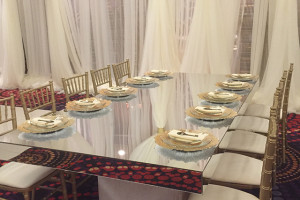 Gold table and chair rentals